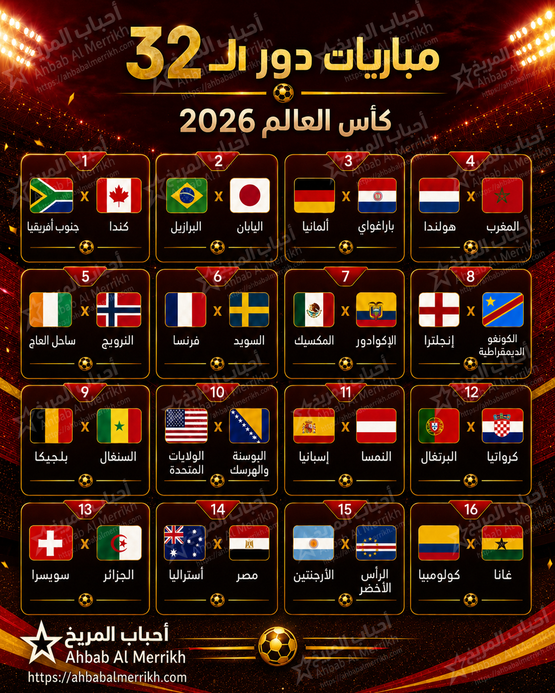 مباريات دور ٣٢ لكاس العالم